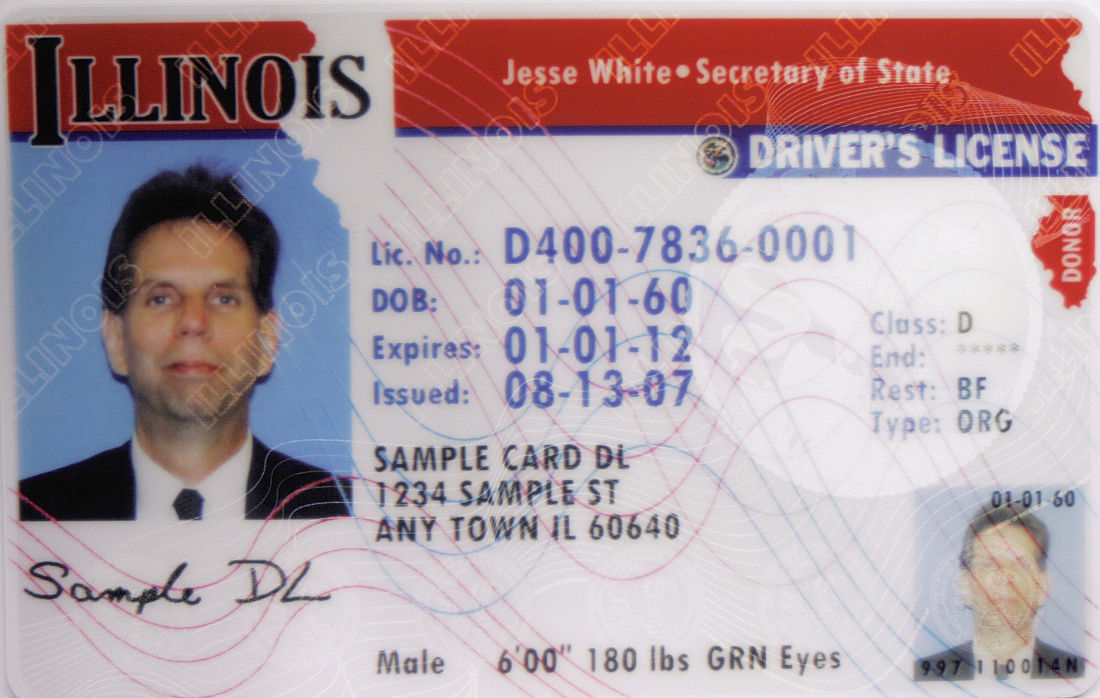 drivers license font illinois